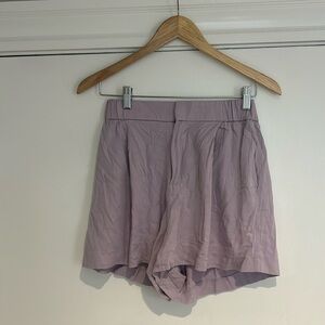 Zara high rise purple crinkle shorts